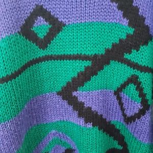 Vintage Sweaters - Vintage Green and Purple Knit Sweater Vintage Sweaters - Vintage Green and Purple Knit Sweater